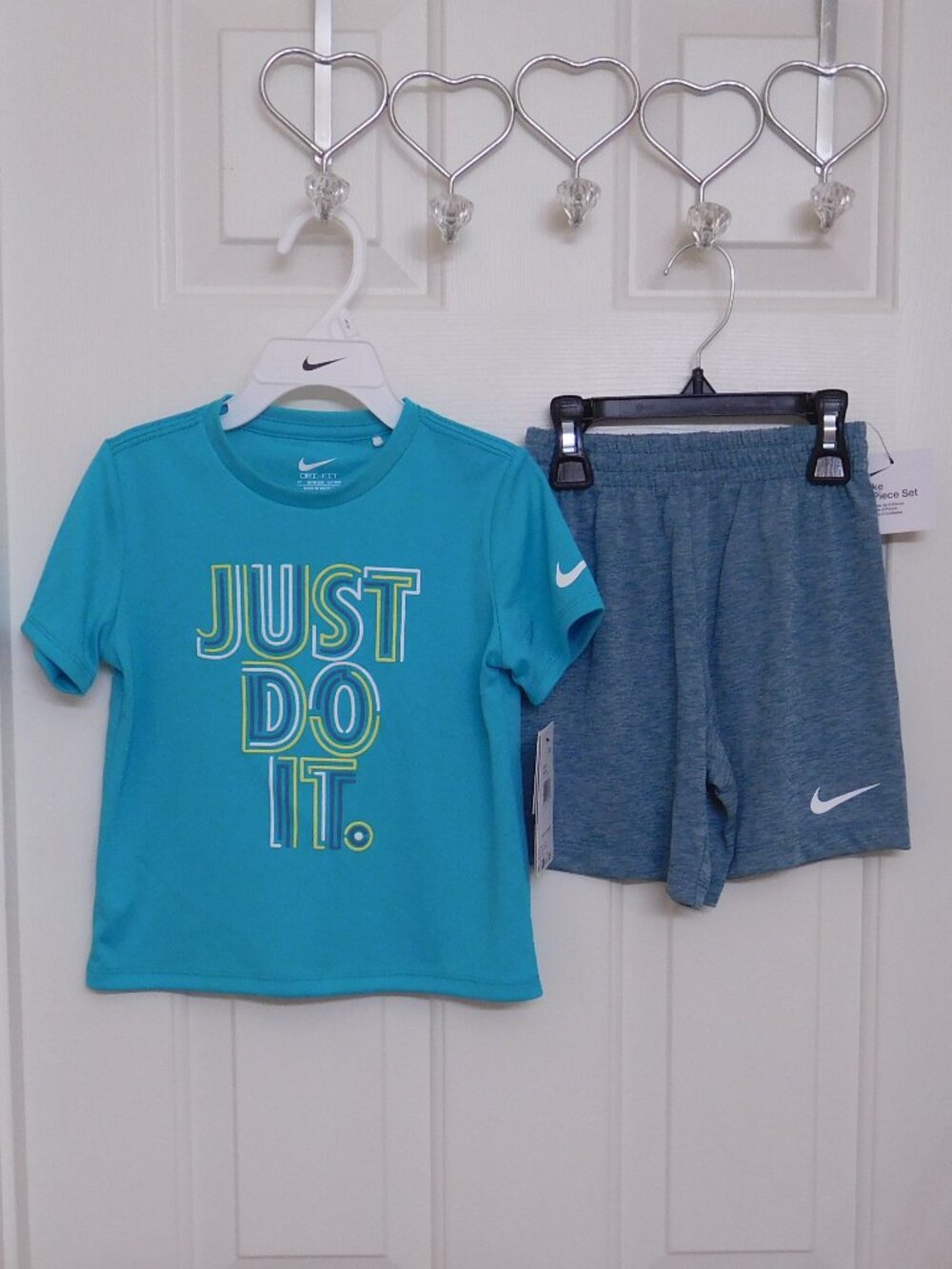 NWT 5 Nike Outfits 2pc Shirt & Shorts Sets Reds Grays Blue Bundle sz 3t - Picture 6 of 6